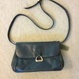 Worthington Blue Leather Shoulder Bag with Gold Accent